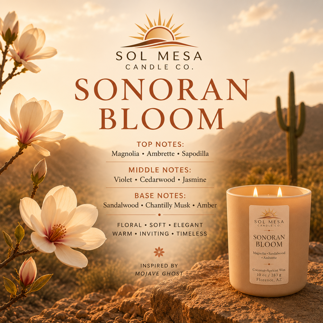 Sonoran Bloom | Floral Desert Candle | SOL MESA CANDLE CO.