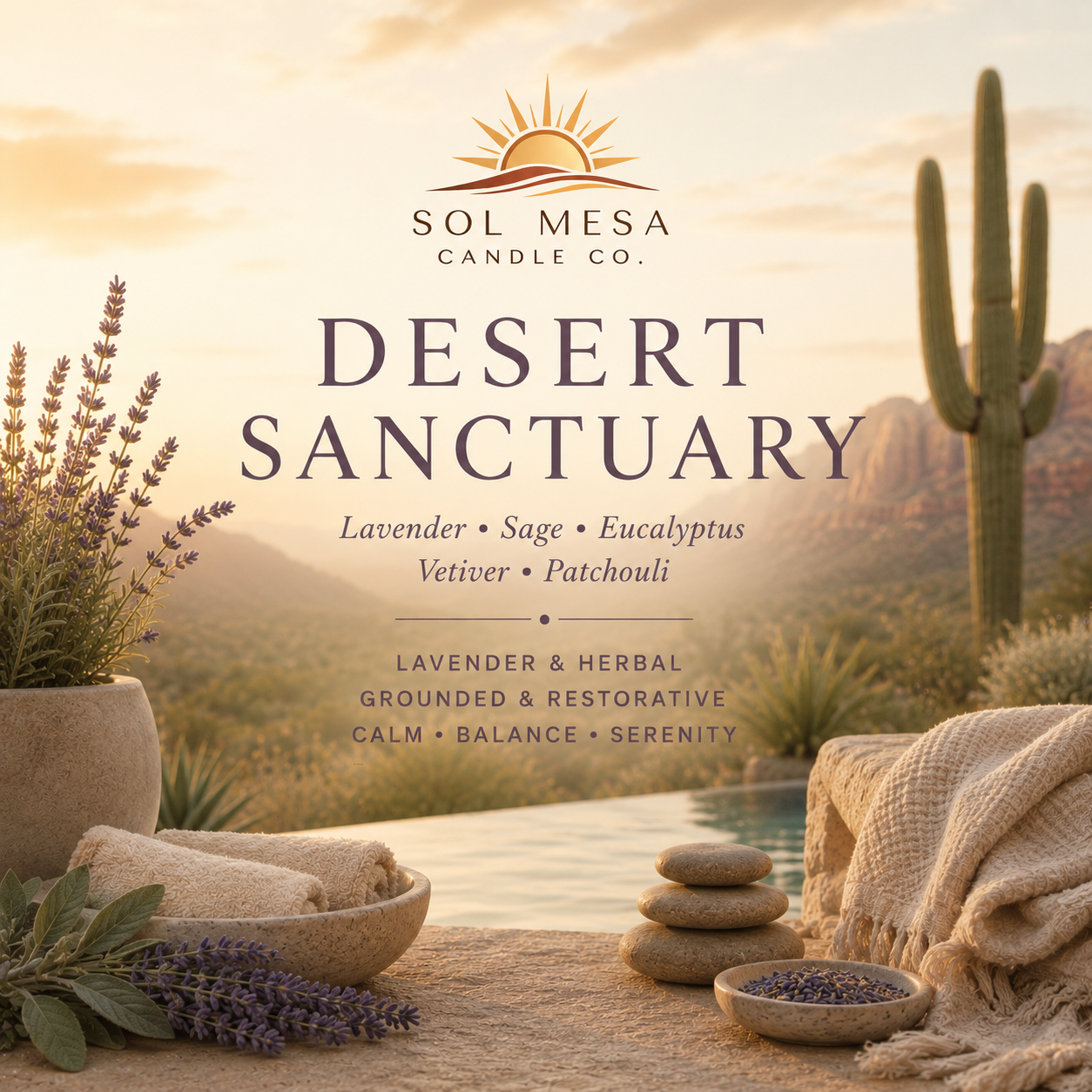 Desert Sanctuary | Lavender Spa Candle | SOL MESA CANDLE CO.