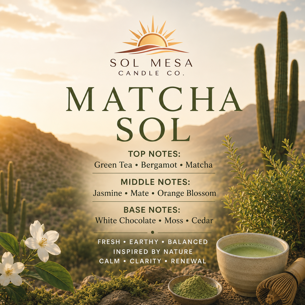 Matcha Sol | Green Tea & Matcha Candle | SOL MESA CANDLE CO.