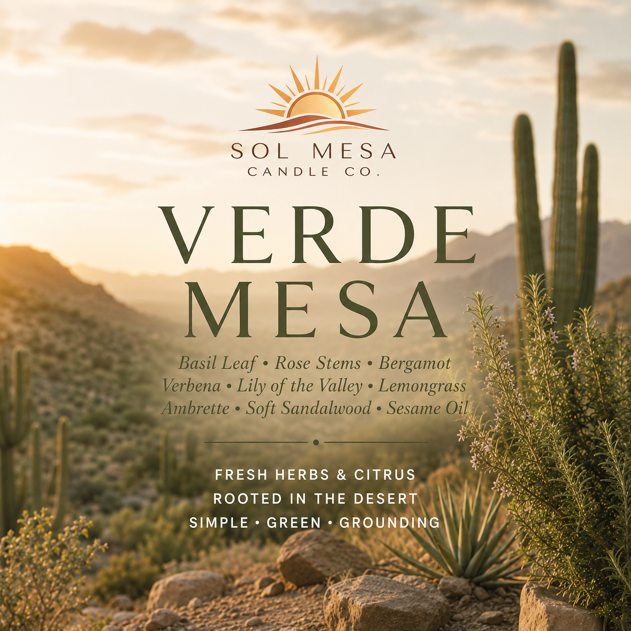 Verde Mesa | Fresh Green Botanical Candle | SOL MESA CANDLE CO.
