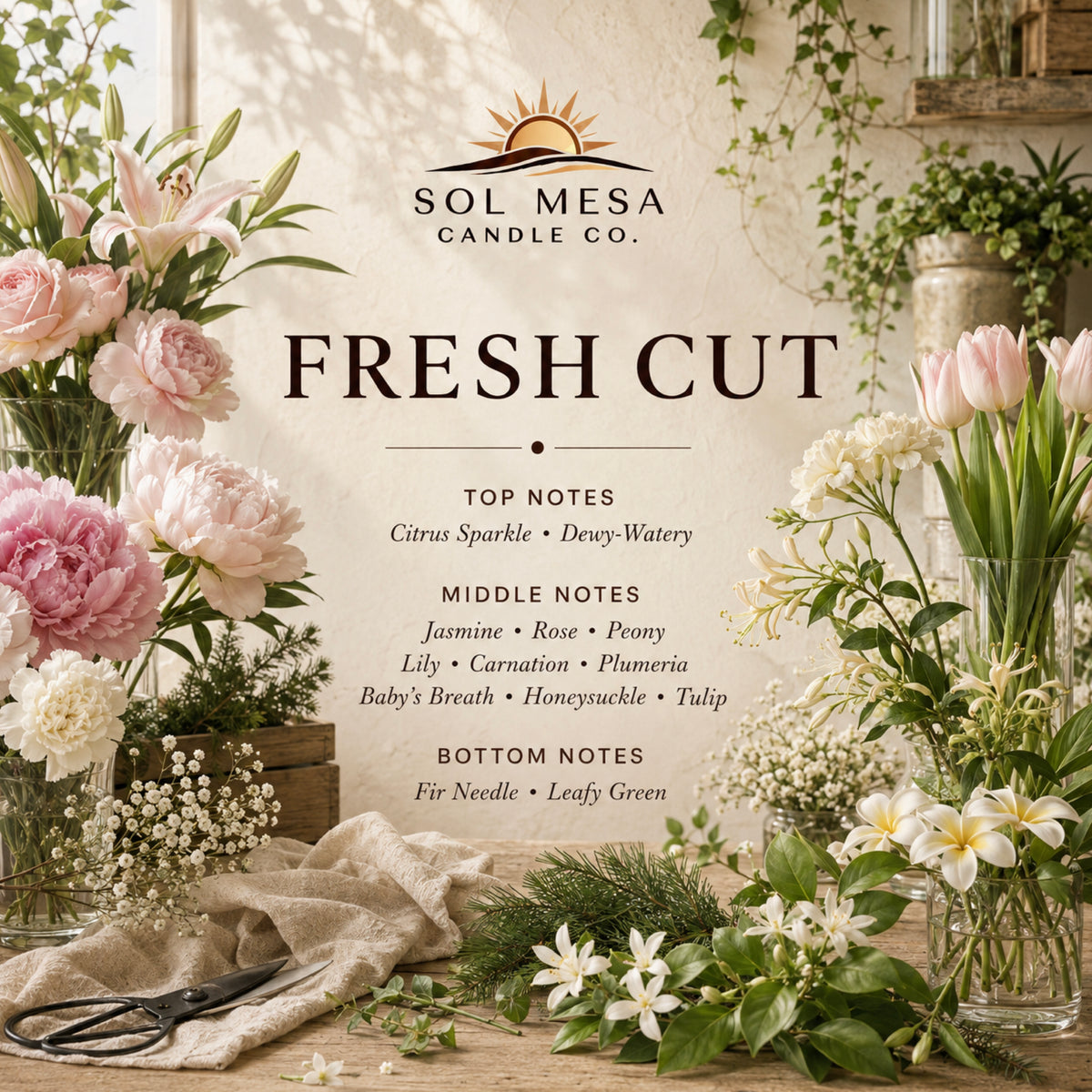 Fresh Cut | Fresh Floral & Green Candle | SOL MESA CANDLE CO.